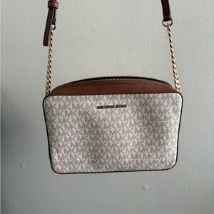 Michael Kors Tan and Cream Signature Crossbody Bag